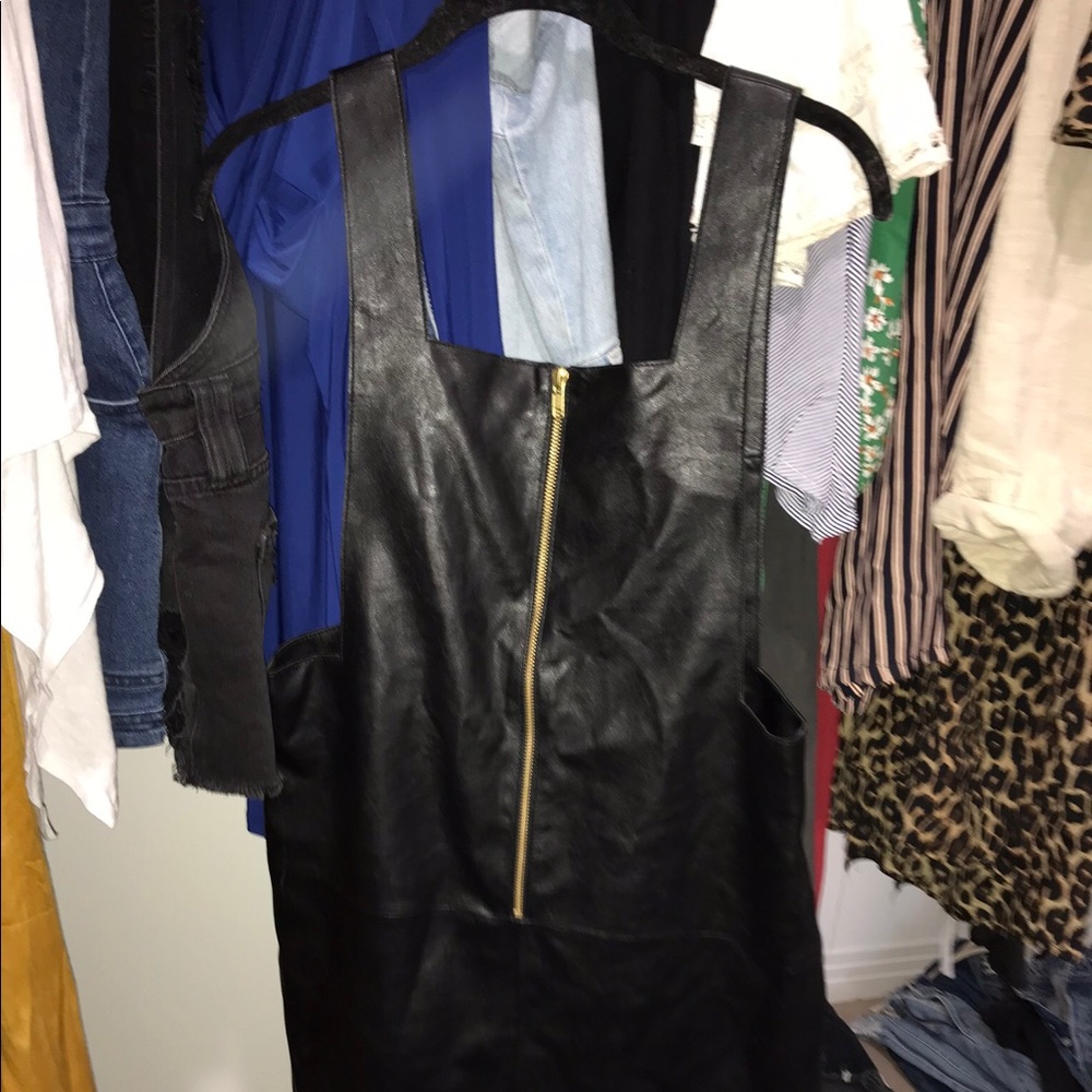 FREE PEOPLE LEATHER GOLD ZIPPER DRESS